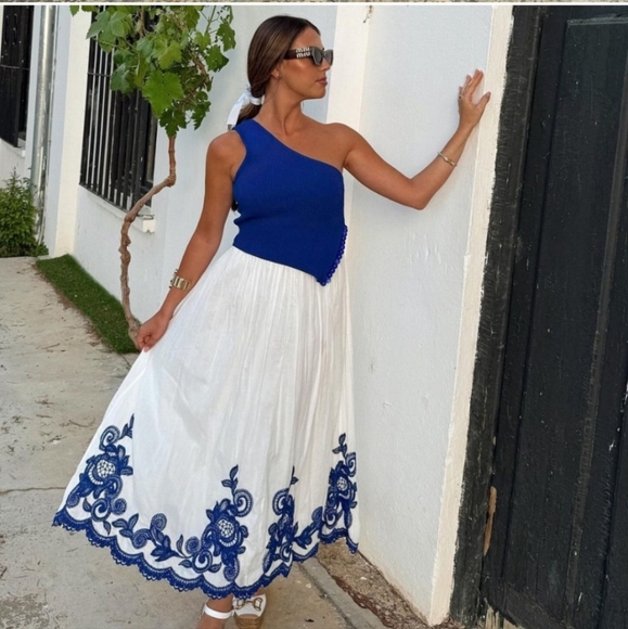 ZARA Skirt White and Blue Size XS and S - Picture 3 of 16